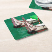 先住民族のカヌー スクエアペーパーコースター (アングル)