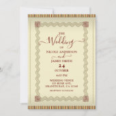 先住民族の部族クリームダークレッド&ブラウン結婚ズ 招待状 (正面)