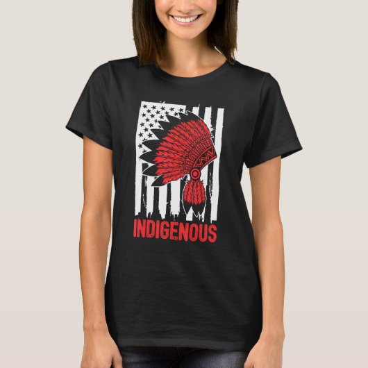 先住民族先住民アメリカン・マター米国国旗 Tシャツ (正面)
