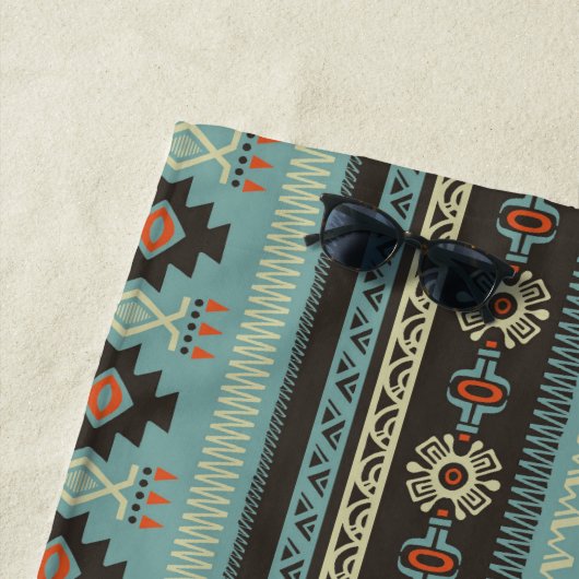 先住民毛布の幾何模様ビーチタオル ビーチタオル (インサイチュ)