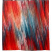 先住民火災ターコイズと赤 シャワーカーテン (正面)