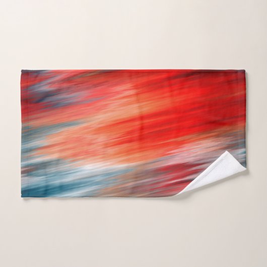 先住民火災ターコイズと赤 バスタオルセット (ハンドタオル)