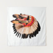 先住民系アメリカ人インド人の首長頭(インディアンチ タペストリー (正面(横))