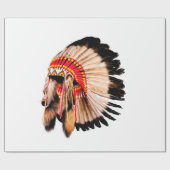 先住民系アメリカ人インド人の首長頭(インディアンチ ラッピングペーパー (フラット)