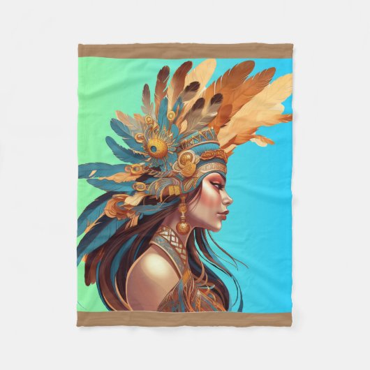 先住民美しい#1 フリースブランケット (正面)