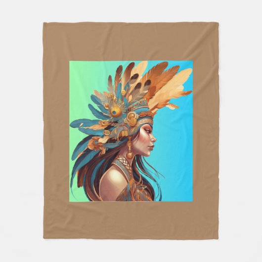 先住民美しい#1 フリースブランケット (正面)