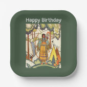 先住民西アメリカインディアン女性ウッズグリーン ペーパープレート (正面)