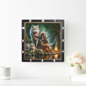 先住民調和:マウンテンピークススターライトドリーム スクエア壁時計 (ホーム)