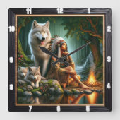 先住民調和:マウンテンピークススターライトドリーム スクエア壁時計 (正面)