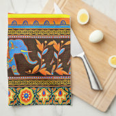 先住民象 キッチンタオル (四つ折り)