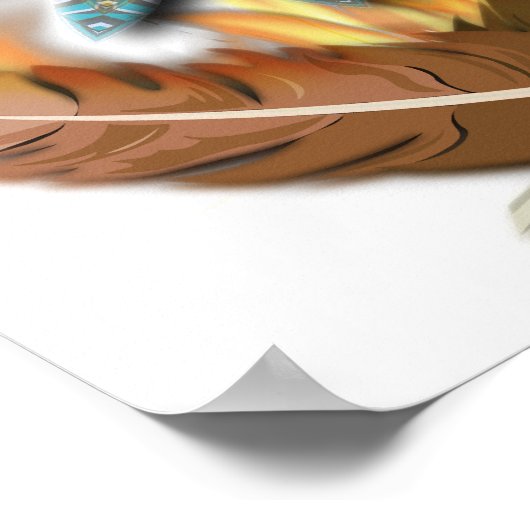 先住民赤尾の鷹の羽とフレイムデジタル ポスター (角)