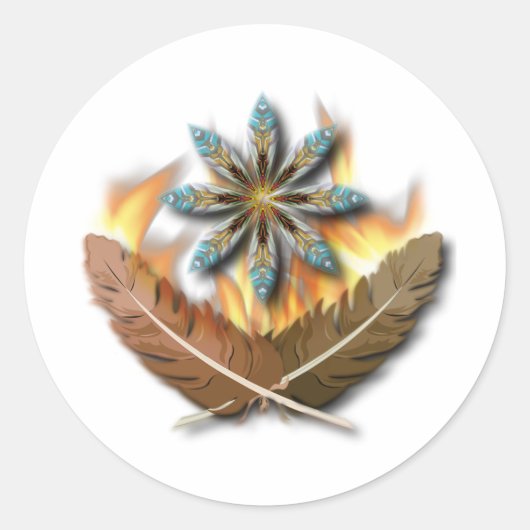 先住民赤尾の鷹の羽とフレイムデジタル ラウンドシール (正面)