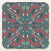 先住民部族の南西部の色のパターン スクエアペーパーコースター (正面)