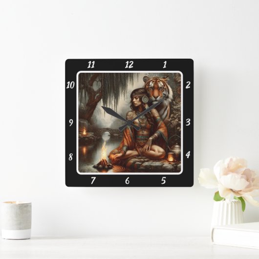 先住民陛下：リバーズエッジタイガーの腕時計 スクエア壁時計 (ホーム)