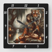 先住民陛下:リバーズエッジタイガーの腕時計 スクエア壁時計 (正面)