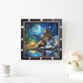 先住民隠しトレイル:フォレストハートビートアート スクエア壁時計 (ホーム)