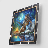 先住民隠しトレイル:フォレストハートビートアート スクエア壁時計 (傾斜)