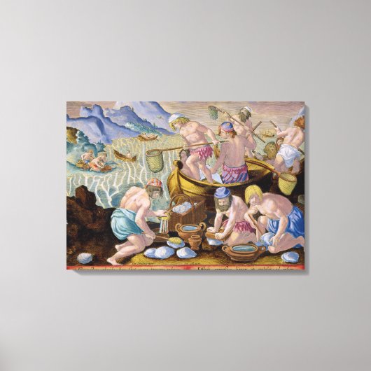 先住民魚釣りインダス上の巨大なアサリのためのプラット キャンバスプリント (正面)