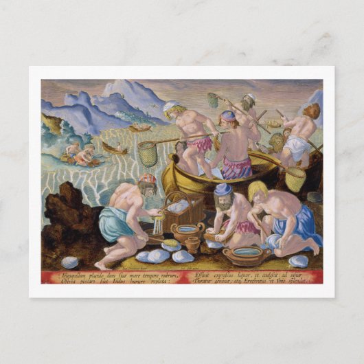 先住民魚釣りインダス上の巨大なアサリのためのプラット ポストカード (正面)