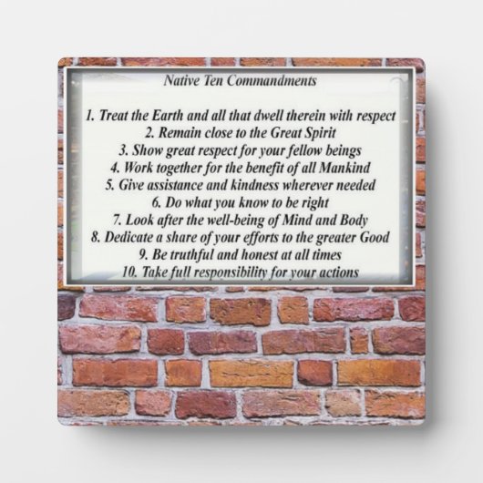 先住民10コマンドTabletop Plak with Easel フォトプラーク (正面)