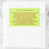 先住民10戒めステッカー 長方形シール (バッグ)