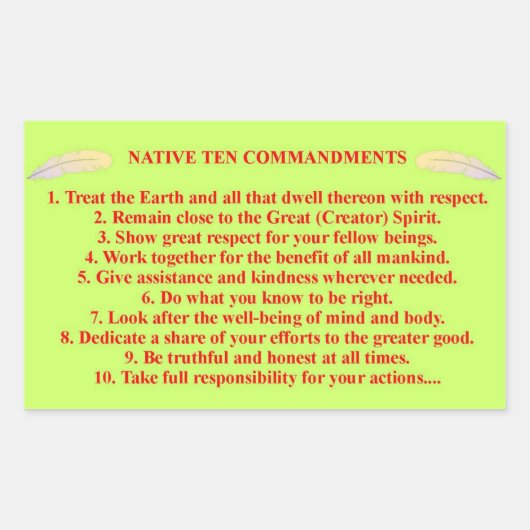 先住民10戒めステッカー 長方形シール (正面)