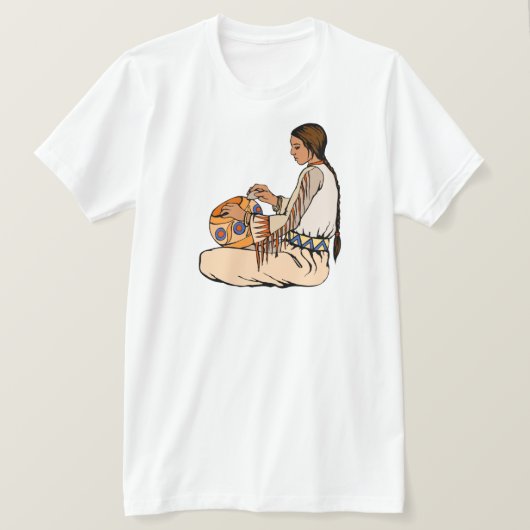 先住民・アメリカンが陶器を作る Tシャツ (デザイン正面)