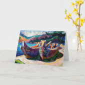 先住民・カナダ・エミリー・カ絵画ール戦争カヌー カード (黄色い花)