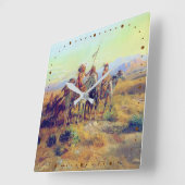 先住民・スカウツ・CM・ラッセル・ネイティブアメリカ スクエア壁時計 (傾斜)