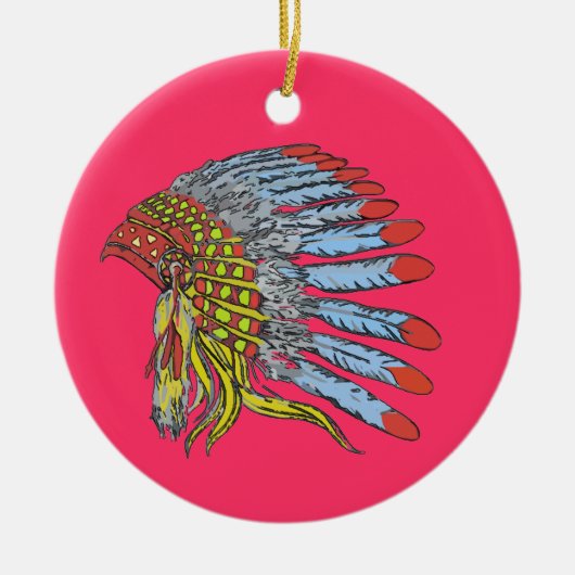 先住民American Headdress、追加文字 セラミックオーナメント (正面)