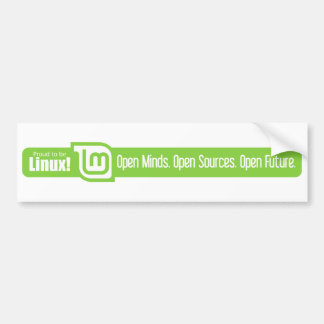 先入観のない考慮、開いた源、開いた未来- Linuxのミント バンパーステッカー