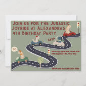 先史パーソナライズされた史カラフル恐竜 招待状 (正面)