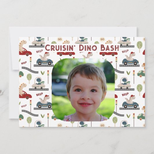 先史パーソナライズされた史カラフル恐竜 招待状 (裏面)