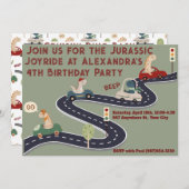 先史パーソナライズされた史カラフル恐竜 招待状 (正面/裏面)