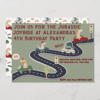 先史パーソナライズされた史カラフル恐竜 招待状