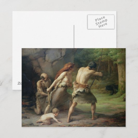 先史人狩りクマ， 1832 ポストカード (正面/裏面)