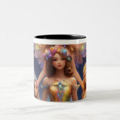 先史時代のおもしろいとモダンスタイル! ツートーンマグカップ (中央)