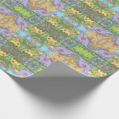 先史時代のおもしろい恐竜包装紙反復 ラッピングペーパー (角)