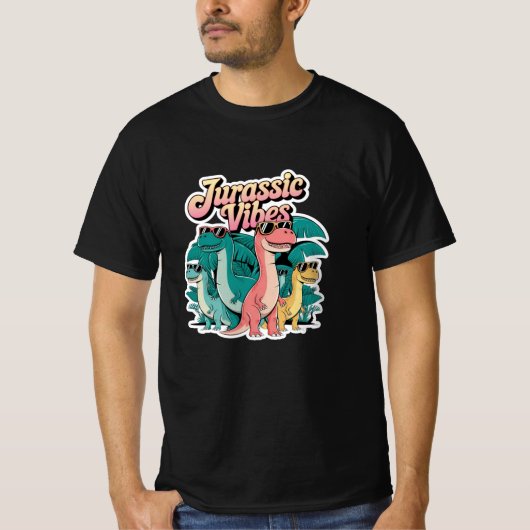 先史時代のおもしろい:恐竜エンツシのグラフィックティー Tシャツ (正面)