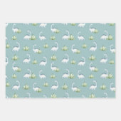 先史時代のかわいい恐竜と植物の模様 ラッピングペーパーシート (正面2)