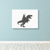 先史時代のカウボーイ乗馬恐竜 キャンバスプリント (インサイチュ (ウッドフロア))