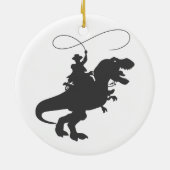 先史時代のカウボーイ乗馬恐竜 セラミックオーナメント (裏面)