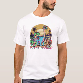 先史時代のサマー スクワッド レトロ 恐竜サンセット グラフィック Tシャツ