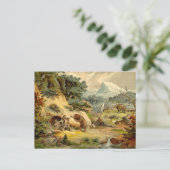 先史時代のシーンアンティークプリント ポストカード (スタンド正面)