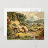 先史時代のシーンアンティークプリント ポストカード (正面/裏面)