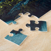 先史時代のジャングルのヴェロキラプターとTレックス ジグソーパズル (側面)