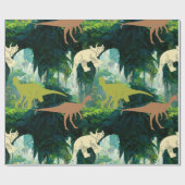 先史時代のジャングル恐竜 ラッピングペーパー (フラット)