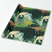先史時代のジャングル恐竜 ラッピングペーパー (アンロールド)