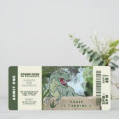 先史時代のジャングルＴ-ＲＥＸ恐竜テーマ誕生日 招待状 (スタンド正面)