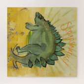 先史時代のステゴサウルス恐竜漫画 ジグソーパズル (横)